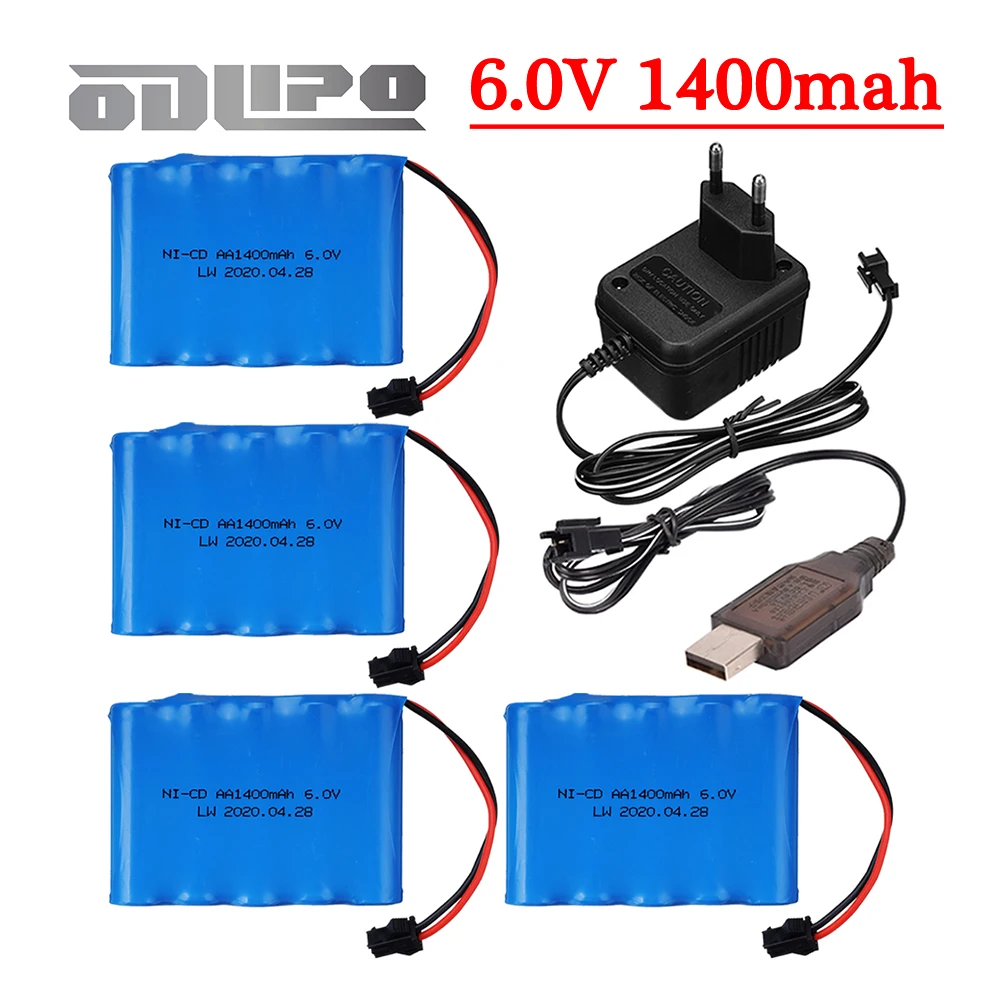 6V 1400mAh NI-CD AA-Batterie mit SM-2P-Stecker für Fernbedienung, elektrisches Spielzeug, Autos, Waffen, Boote, Panzer, LKWs, Roboter, Spielzeug-Ersatzteile