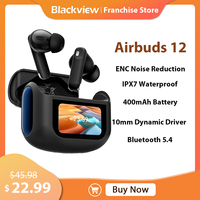 Blackview Airbuds 12 Bluetooth Earphones with Touch Screen, Wireless In-Ear Headphones, IPX7 Waterproof, Deep Bass for Calls