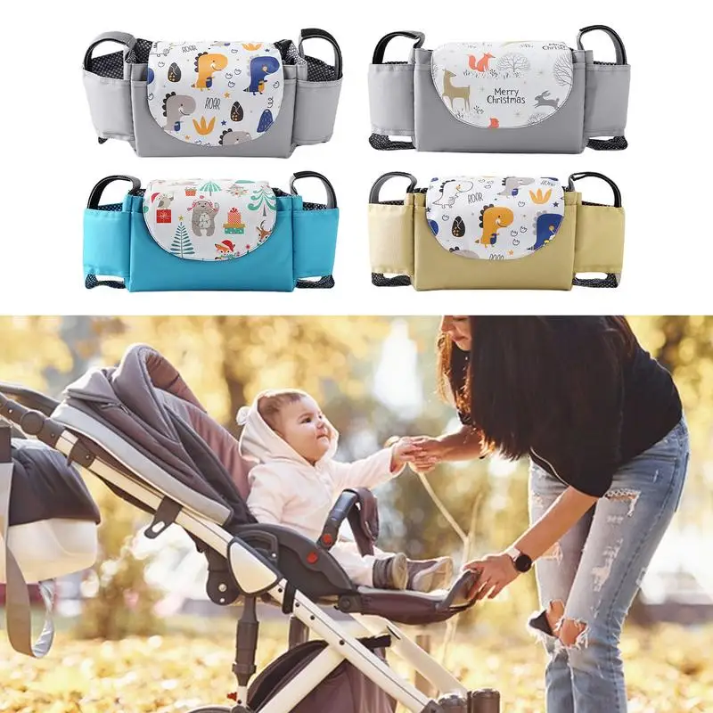 Bolsa organizadora de cochecito de bebé, bolsa de pañales de mamá de gran capacidad con portavasos aislado, bolsa de teléfono desmontable, accesorios de viaje