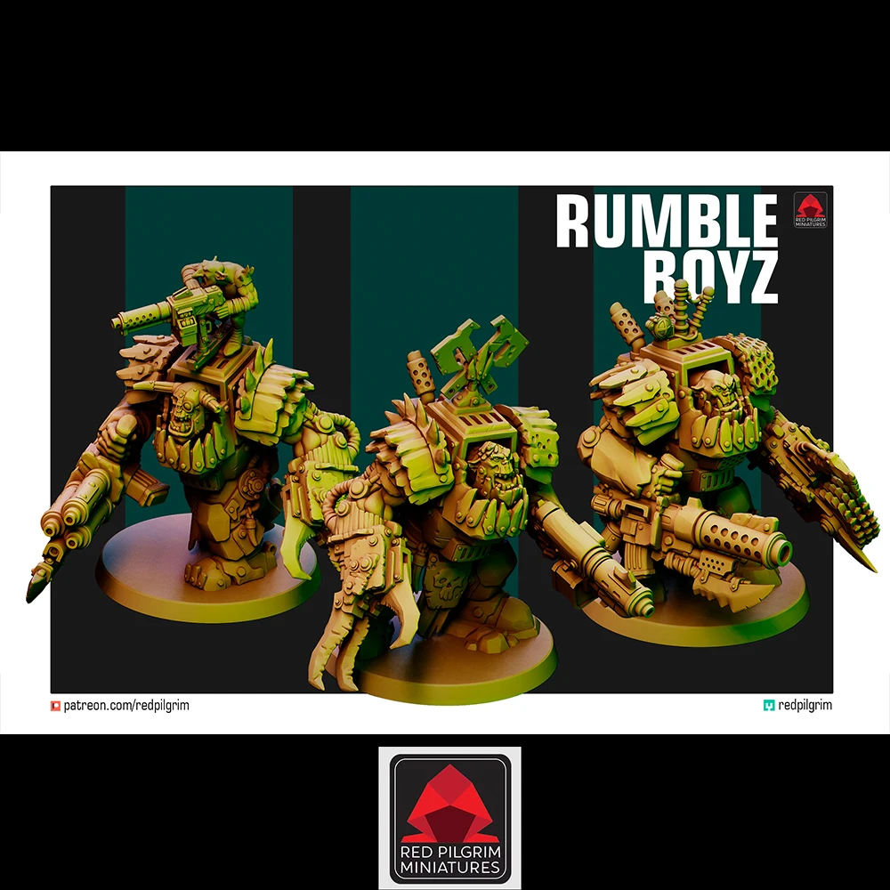 

Redpilgrim ORK Rumble Shooter Miniature, Green Skin, Orks Proxy Figure, HD 3D Proxy Model, Action Tabletop Wargame DnD TRPG