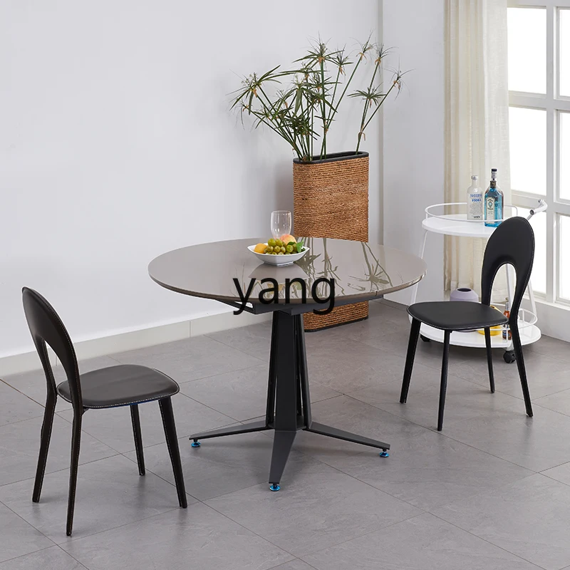 L'm'm Tempered Glass Dining Table Small Apartment Home Retractable Dining Tables and Chairs Combination