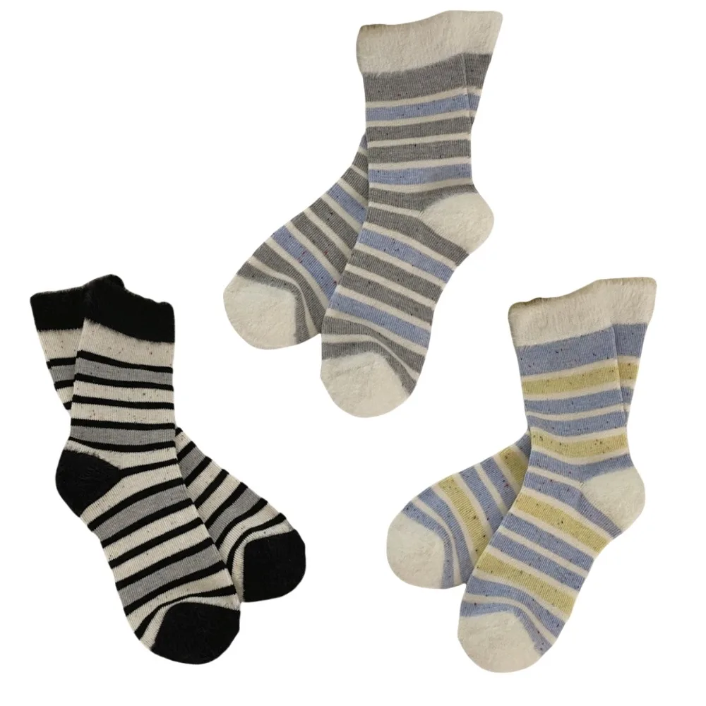 

3Pairs Fashion Sweet Women Tube Socks Spot Patchwork Striped Mid-calf Socks Faux Mink Hair Hosiery Women's Stockings Autumn