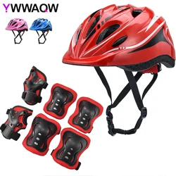7Pcs Kids Helmet Knee Pad Set,Adjustable Knee and Elbow Pads Kids Wrist Guards for Bike Cycling Roller Skateboard Protective