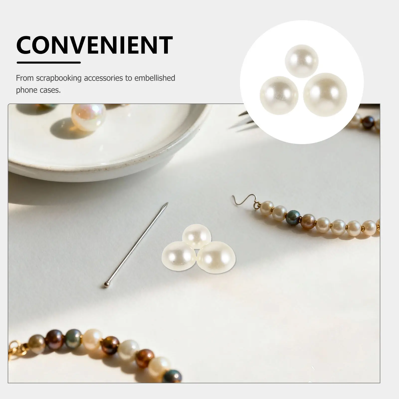 1Set Half Round Faux Pearls Flat Back Embellishments 12Mm 14Mm 16Mm for Nail Art Manicure Crafts Scrapbooking Phone Case Decor