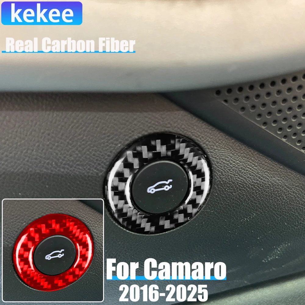 

Real Carbon Fiber Car Accessories Trunk Switch Ring Decorative Trim Cover Soft Sticker For Chevrolet Camaro 6th Gen 2016-2025