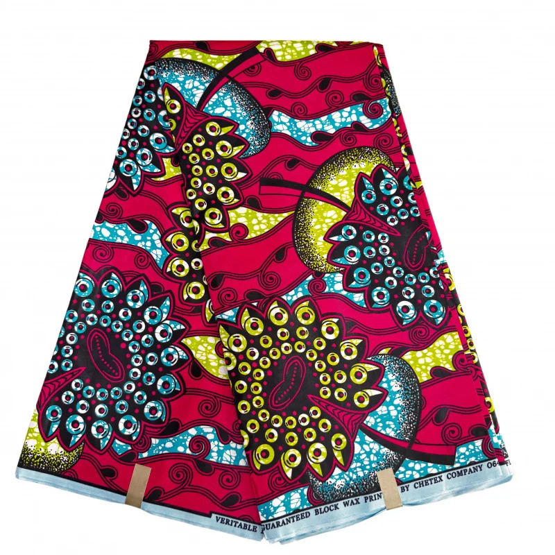 6yard African fabric polyester print with vibrant geometric patterns, authentic printed fabric of Angolan tribes in Africa