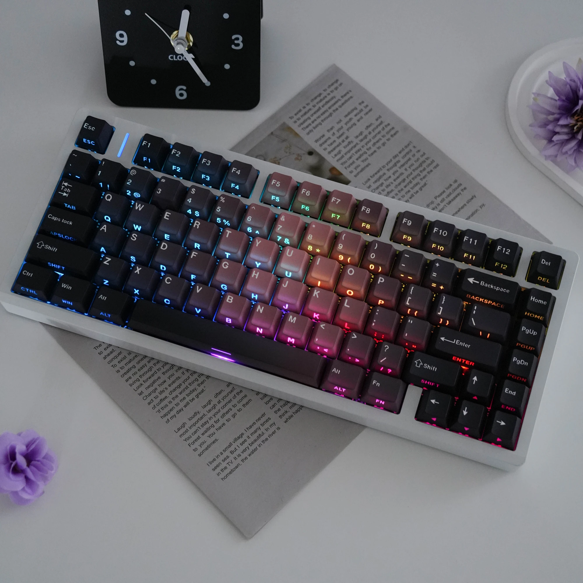 Blackberry PBT Keycaps Five-Side Dye Sub Gradient Keycap Set Cherry Profile Korean Russian ISO FR DE ES For Mechanical Keyboard