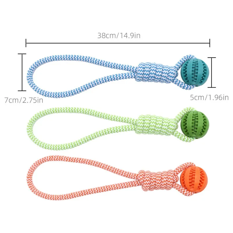 

Dog Rope Chew Toy Treat Dispensing Ball Interactive Tug Toy Puppy Teeth Cleaning Training Durable Bite Resistant Pet Chew Toy