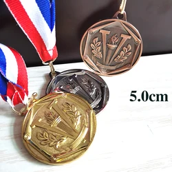 5.0cm Torch Metal Medal Match Medals Badges Souvenirs The marathon Medal Gold Medal with good ribbon School sports Metal