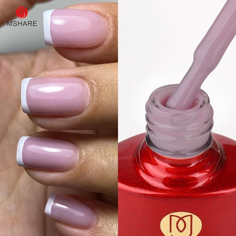 MSHARE Milk Milky White Base Gel Polish Camouflage Color Rubber Base Nail Base Coat 10 ml