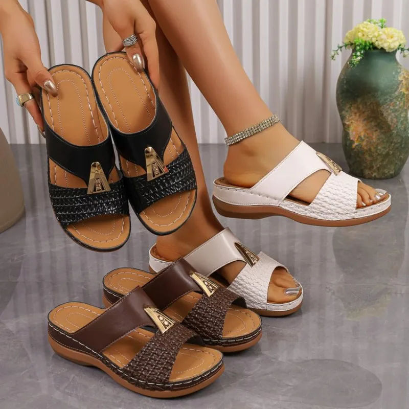 

Summer Women Sandals Wedge Sandals Premium Orthopedic Open Toe Sandals Vintage Anti-slip Casual Female Platform Retro Slippers