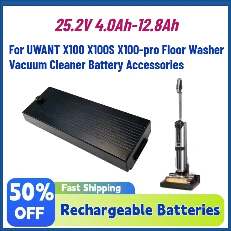 Upgrade 25.2V 4.0Ah-12.8Ah Rechargeable Battery for UWANT X100 X100S X100-pro Floor Washer Vacuum Cleaner Battery Accessories