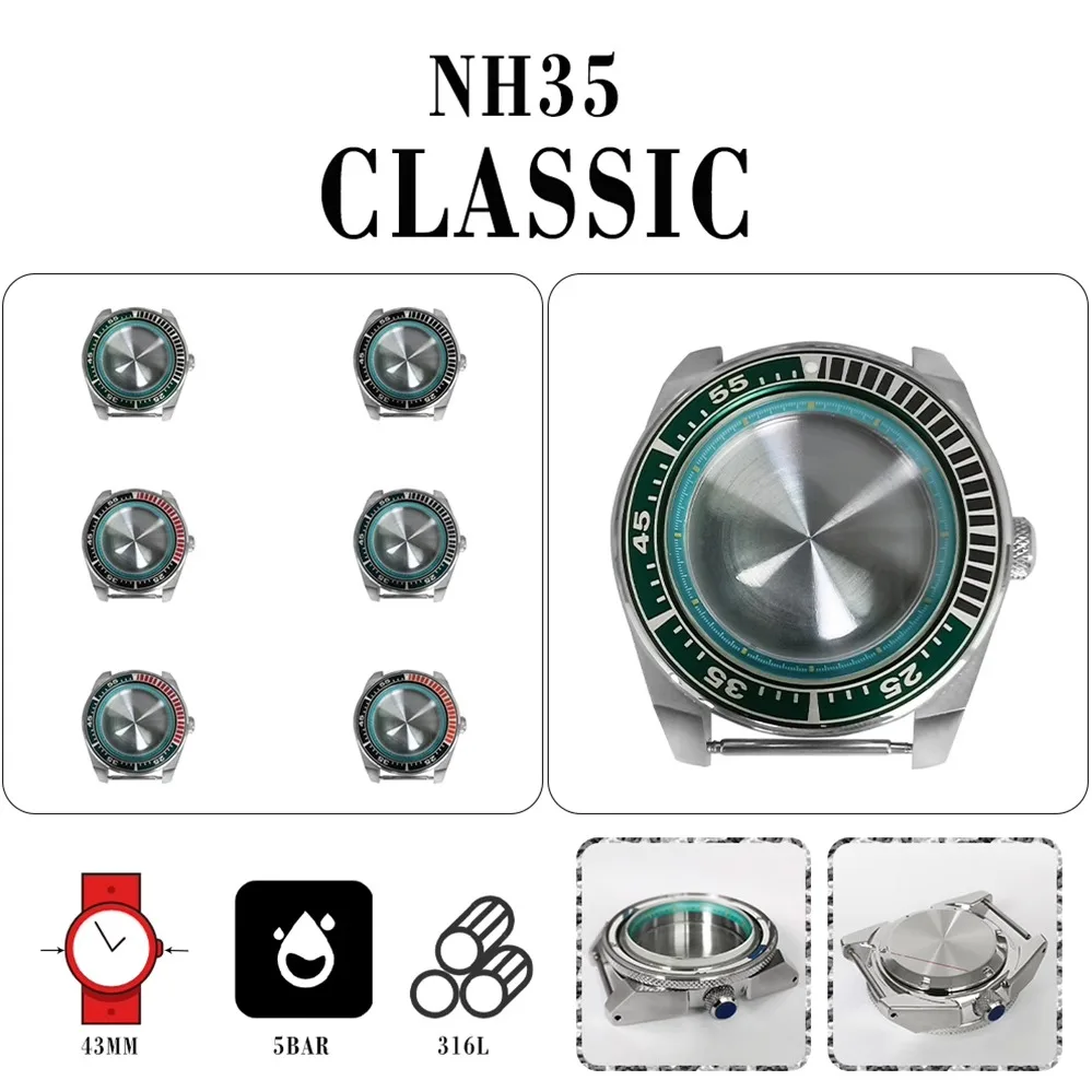 

Modified watch accessories: 43mm stainless steel case, light blue inner shadow, sapphire glass, 10ATM adaptation, NH35/36