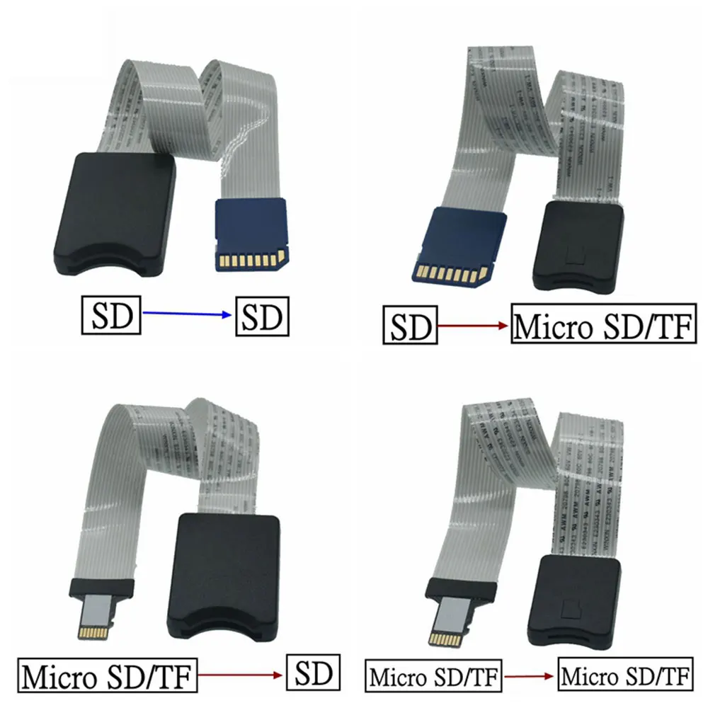 SD Card Female To TF Micro SD Male SD To SD/TF To TF Flexible Card Gps Extension Cable Extender Adapter Reader Drop Ship