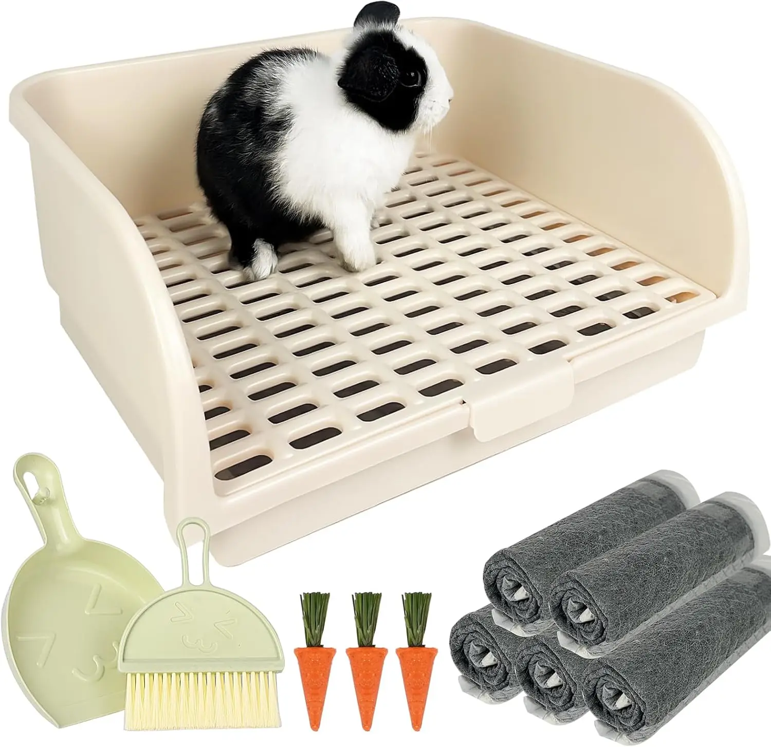 

Большой ящик для туалета для кроликов с решеткой для кролика, тхора, морской свинки, шиншиллы — легко очищаемый поднос для горшка
