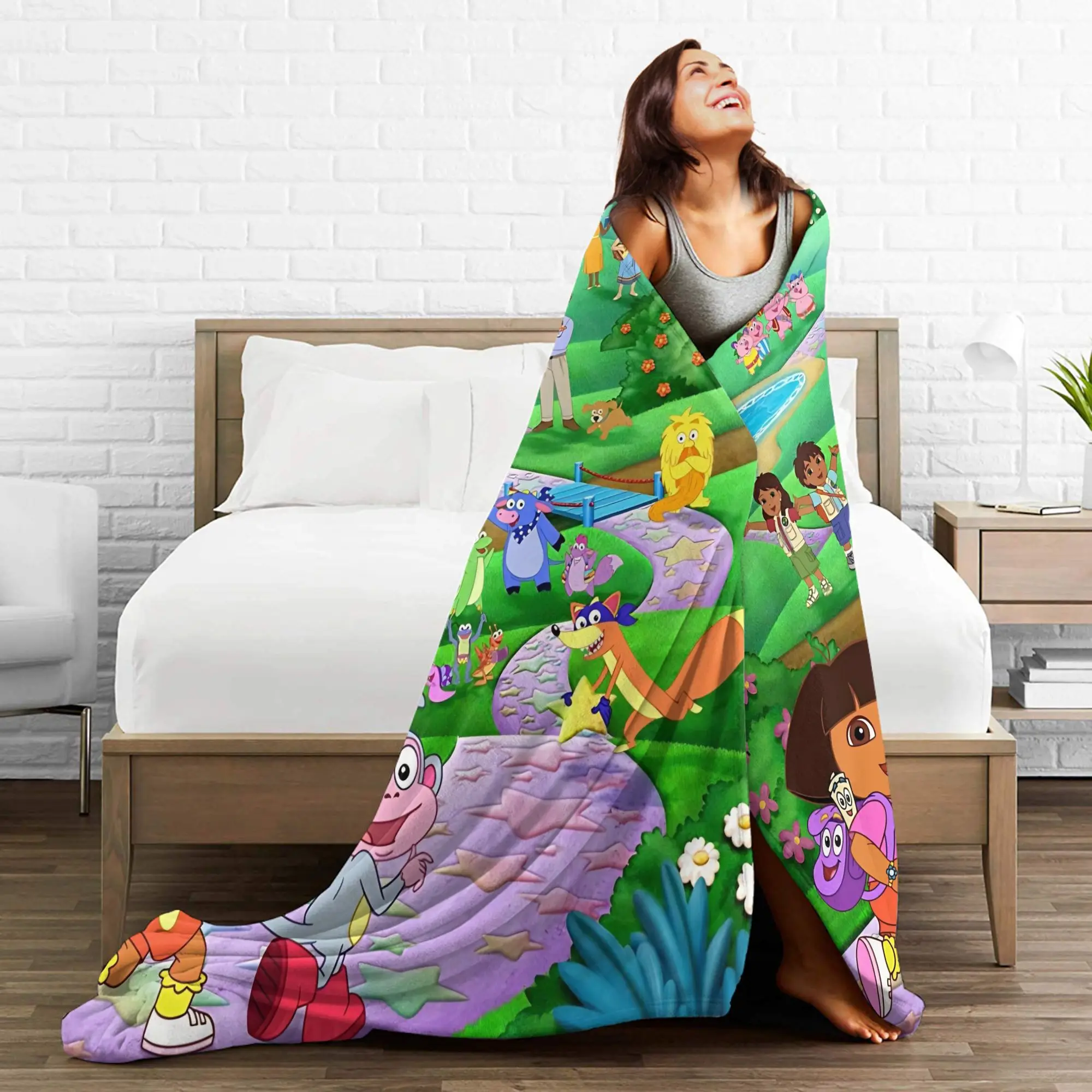 بطانيات دورا ذا إكسبلورر عالية الجودة، فراش ناعم ودافئ يلقي الشتاء والسفر والمكتب والأريكة والسرير المفرش المضحك #4