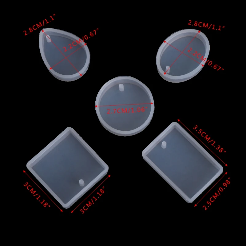 

F42F Round Waterdrop Rectangle Earring Mold DIY Epoxy Resin Keychain Silicone Mold Christmas Pendant Home Decoration Mold