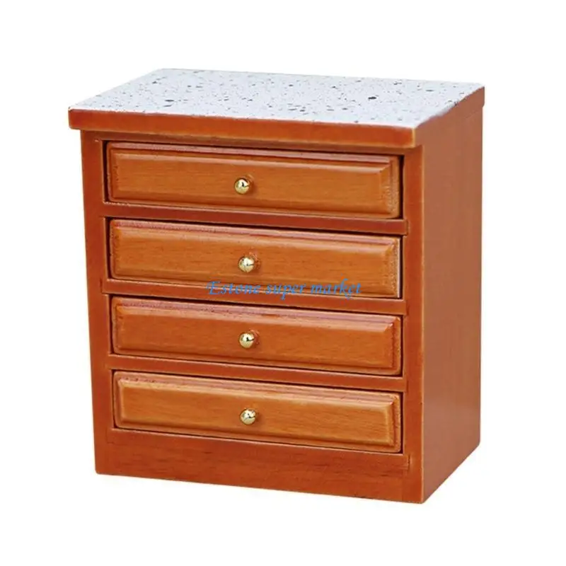 

090B Vintage Miniature Sink Cabinet 1/12 Scale Counter with Functional Drawer for Dollhouses Kitchen and Bathroom Display
