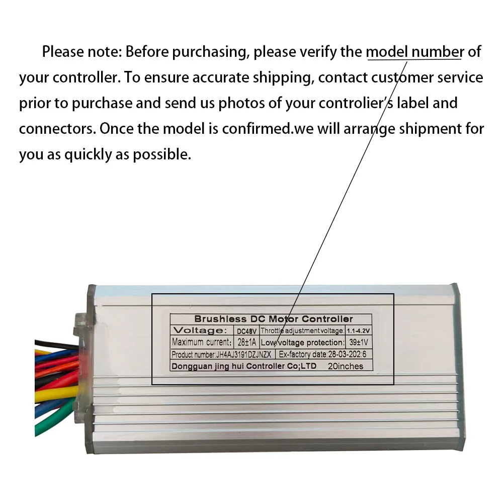 Nulkomma Brushless Motor Controller for Ebike JH4AJ3191DZJNZX 48V 28A Display Speed Controller for Electric Scooters and MTB