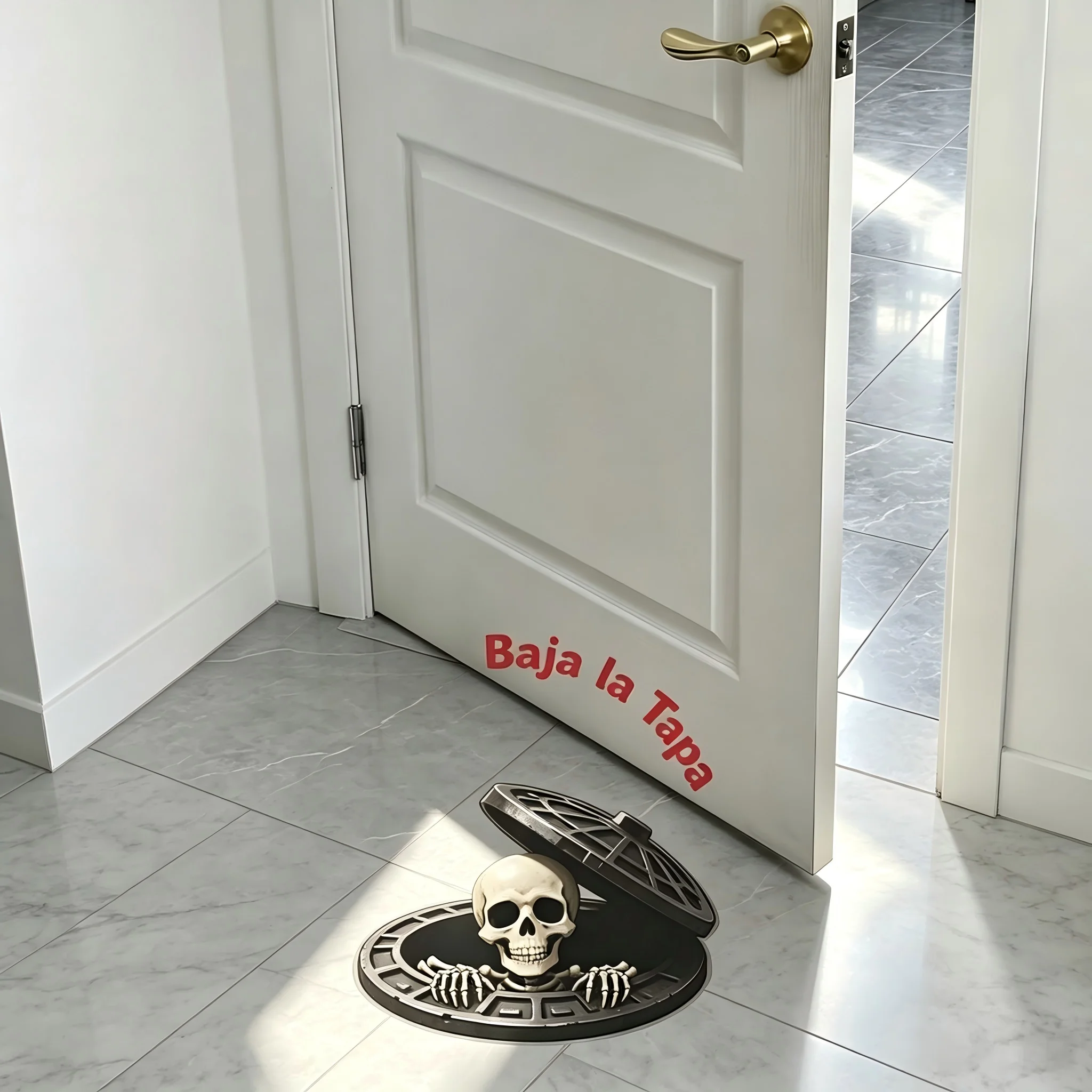 1PC Halloween 3D 3D manhole cover probe skeleton self-adhesive floor sticker