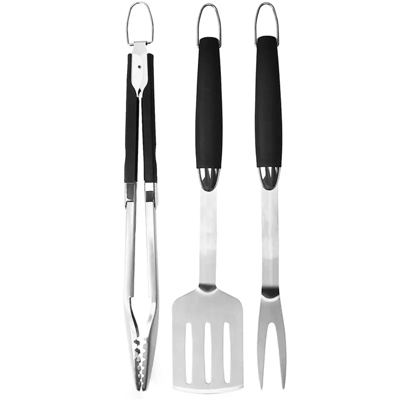 

AT21-Grill Tool Set Stainless Steel, Barbecue Fork Tongs, Grilling Spatula, Portable Multifunction BBQ Grill Tool