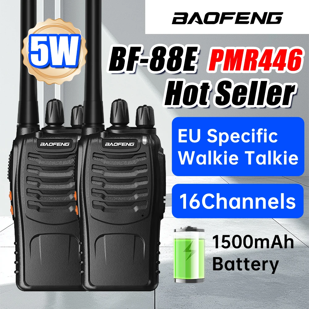 

Рация Baofeng BF-88E PMR446, 16 каналов, с функцией VOX (голосовое управление), портативная, для строительных площадок и отелей