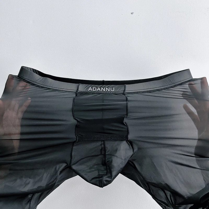 Calças de treinamento de seda gelo masculinas-calças de compressão de cintura alta ultra finas sem costura leggings de treino térmico de secagem rápida para ginásio yoga