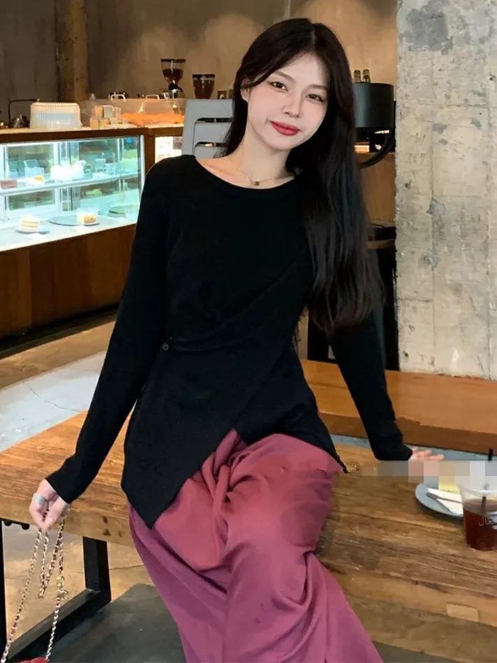 

Slim Fit Knitted Base irt Women's Faionable Inner Wear Top Autumn Winter Outerwear Small irt Regular Sve Length