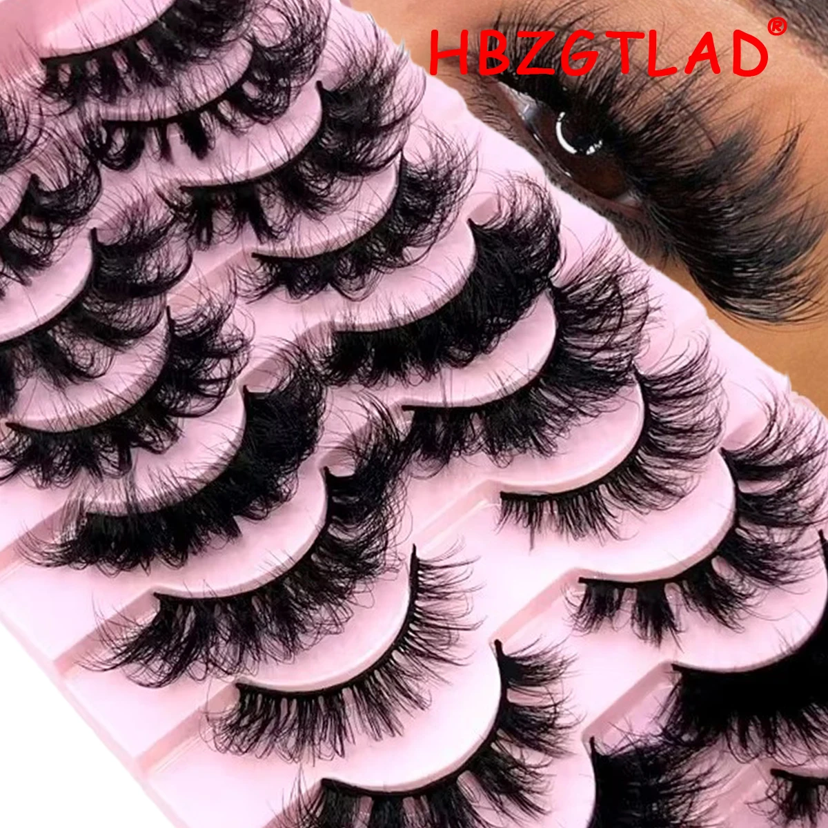 HBZGTLD 10 pairs of fluffy dramatic natural messy cross cross fluffy curled mixed style extended false eyelashes wholesale eyela