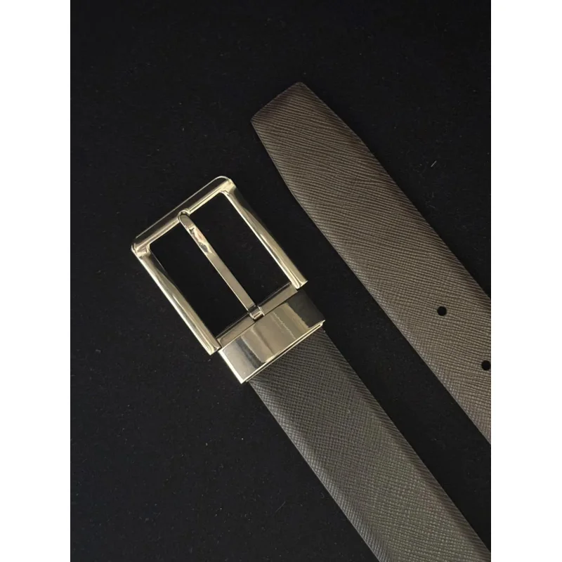 

3.5cm Luxury Leather Belt with Brass Buckle - Unisex Premium Handmade Dress Belt - Customizable Length