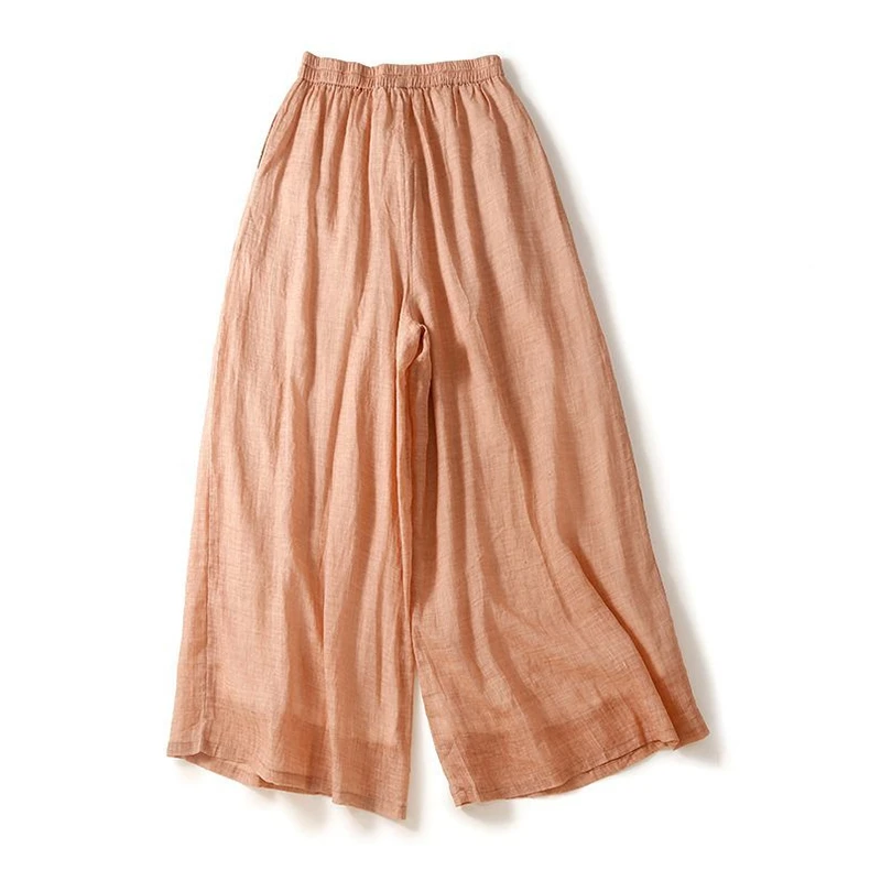 2024 New Arrival Hot Selling (3 Colors M-2XL) Women's Cotton Linen Loose Casual Nine-minute Wide-leg Pants Ladies Daily Pants