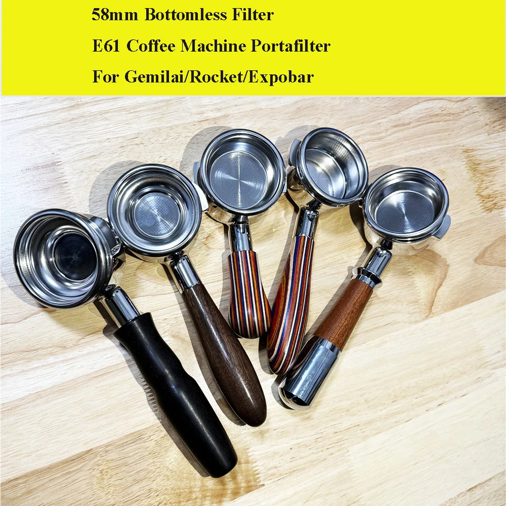 58mm Naked Portafilter Fits Gemilai/Rocket/Expobar Coffee Machine Stainless Steel Coffee Handle With Basket Coffee Maker Parts