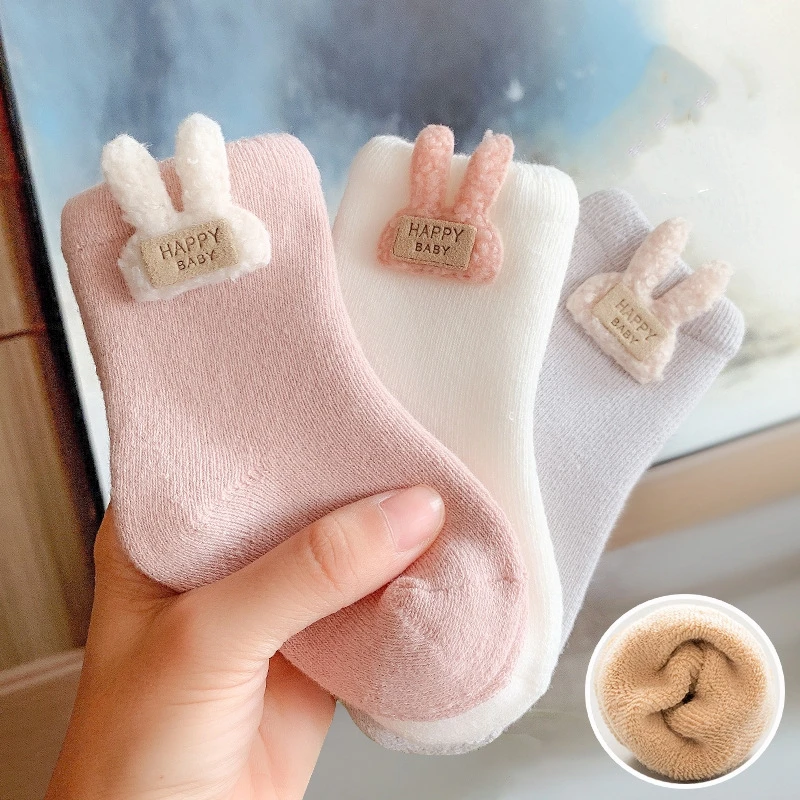 3 Pairs a Lot 2025 New Baby Floor Socks Toddler Girls Cute Indoor Walking Socks Infant Boys Non Slip Bottom Socks