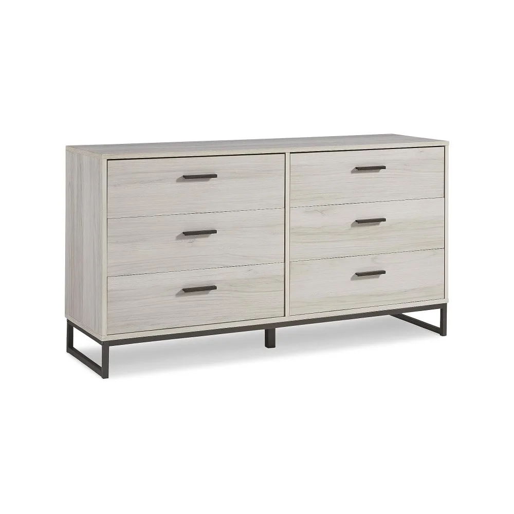 

Socalle 6 Drawer 59" Dresser,Large capacity storage， Beige，16"D x 54"W x 29"H，for Bedroom，living rooms, corridors, entrances,