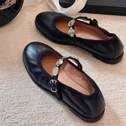 2025 New Autumn Women Flat Shoes Fashion Metal buckle Shallow Mary Janes Ladies Casual Ballet Flats Outdoor Soft Loafers