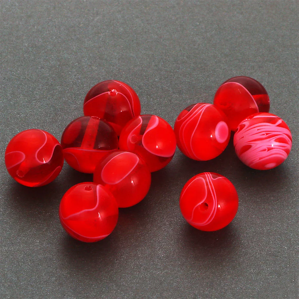 20 Pcs 14MM Double Color Acetic Acid Resin Simulated Stone Wispy Clouds Glossy Round Spacers Charms Beads For Diy Jewelry Making