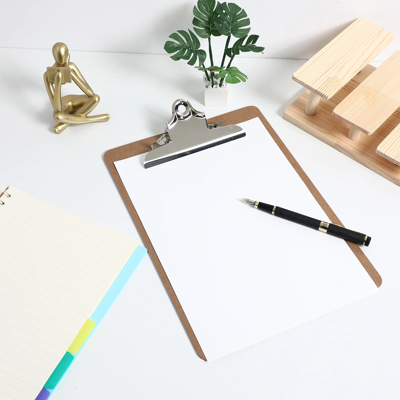 

6pcs A4 Size Strong Clamping MDF Sketch Clipboard Folder Office Memo Portable Document Writing Board Hardboard