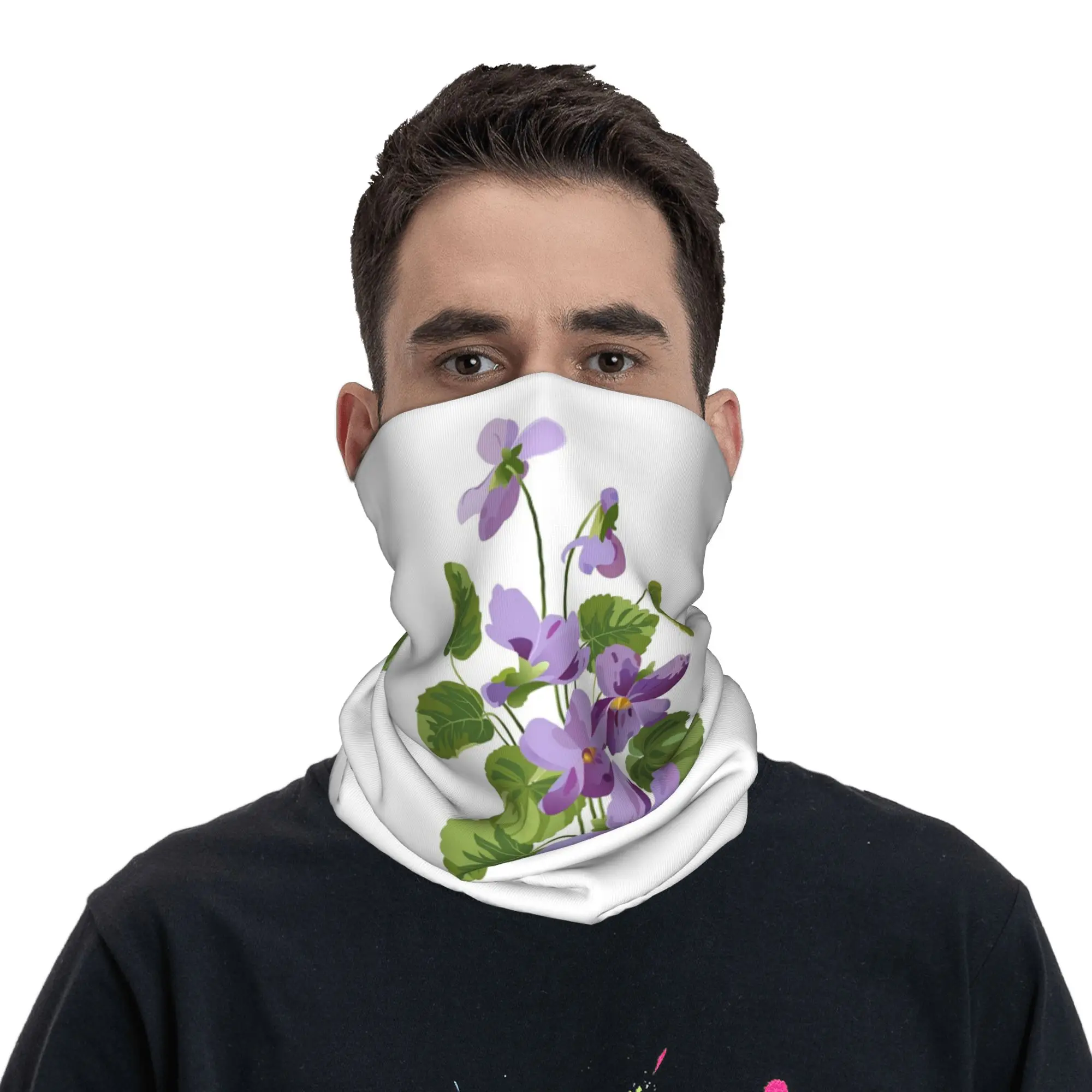 Cute And Curious Violets Bandana Neck Cover Printed Magic Scarf Balaclava Riding for Men Women Adult Winter
