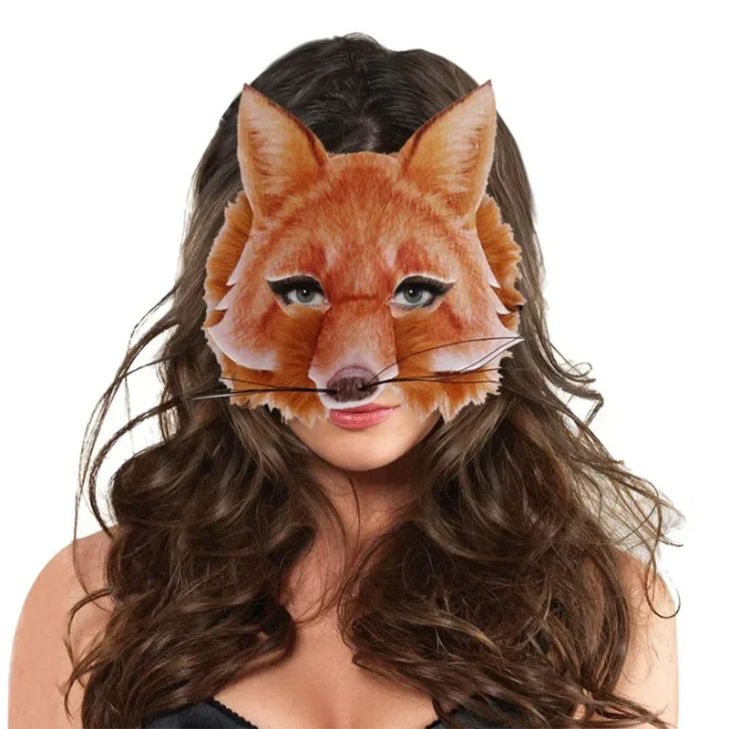 

Halloween Makeup Ball Decoration Props Easter Carnival Party Rabbit Mask Half Face Animal Tiger Rabbit Fox Mask