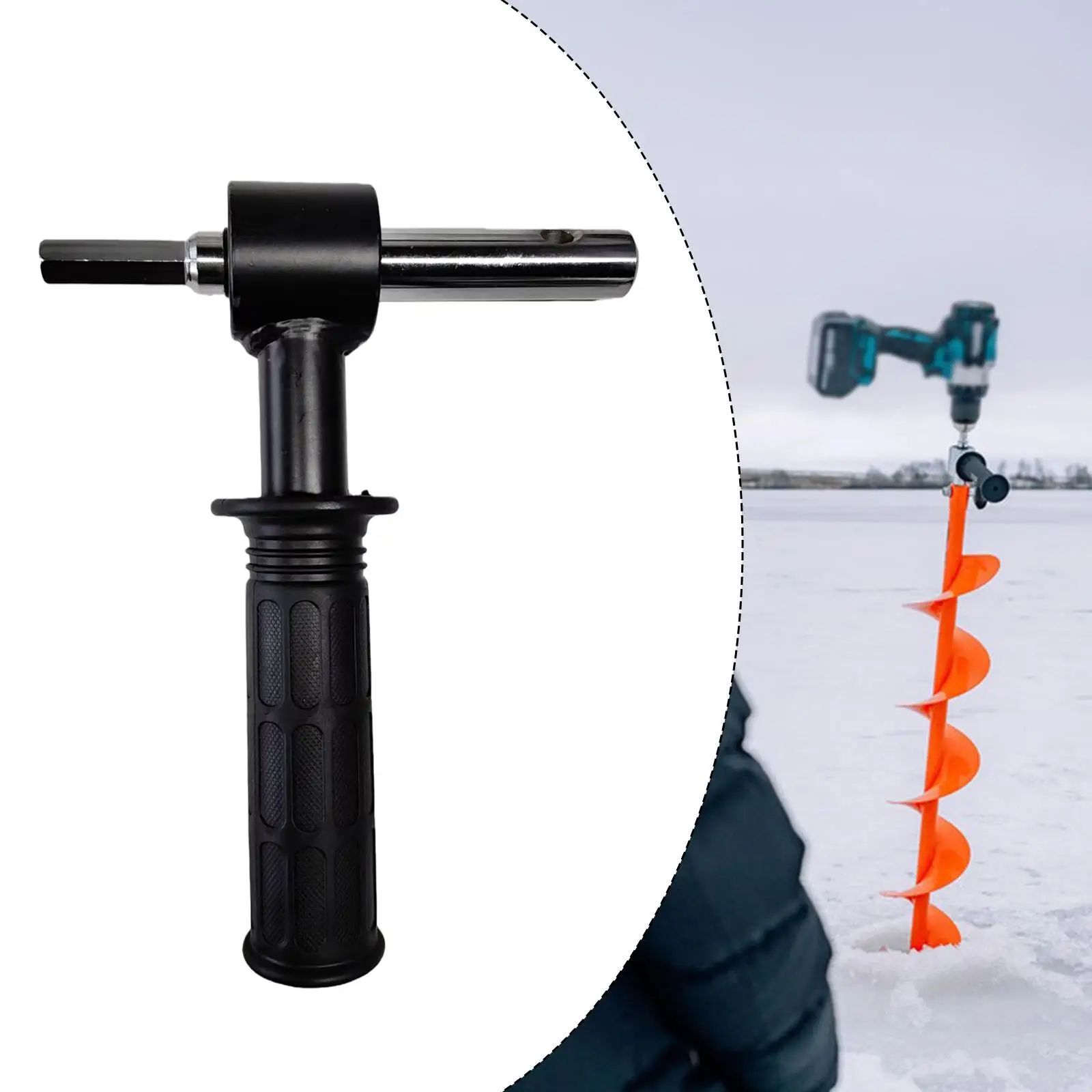 Ice Auger Drill Adapter with Handle,Sturdy Lightweight for Ice Auger Drill Conversion,Drill Attachment,for Camping Fishing