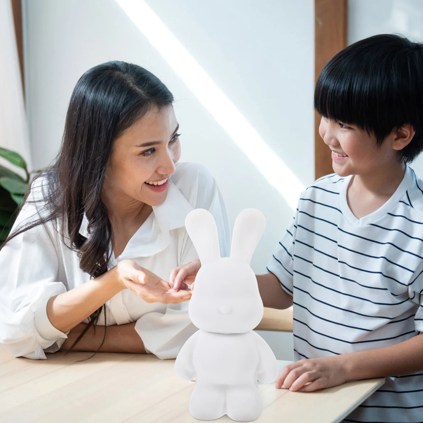 2 قطعة بنك الأرنب الخنزير غير المكتمل الأبيض DIY بها بنفسك عملة البنك خفيفة الوزن للأطفال اللوحة التعليمية هدية تخزين حامل