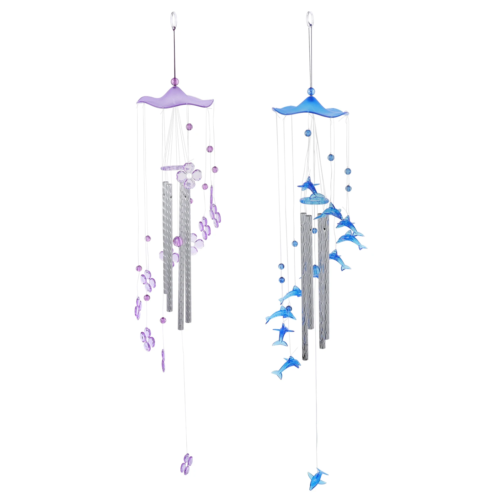 

2pcs Aluminum Tube Wind Chimes Durable Beautiful Outdoor Home Decor Weather Observation Plastic Hanging Accessories
