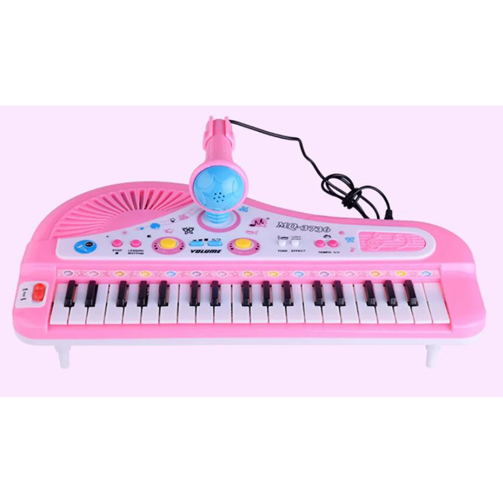 لوحة مفاتيح إلكترونية للأطفال مكونة من 37 مفتاحًا، بيانو وردي تعليمي متعدد الوظائف، ميكروفون مدمج، أداة تعلم موسيقية في وقت مبكر #2