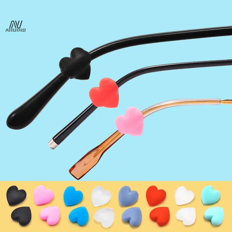 2Pair Fashion Heart Silicone Anti-slip Ear Grip Eyeglasses Leg Ear Hook Stopper Bracket Fastener Accessories Glasses Retainer