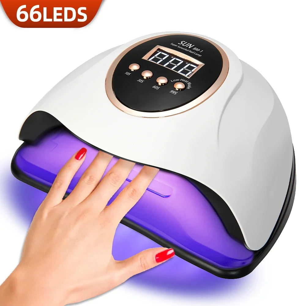 280W Big Power UV LED Lamp For Nails With Four Timer Memory Function 66LEDS Professional Gel Polish Drying Lamp For Manicure