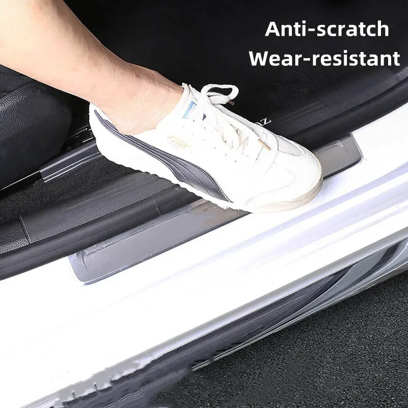 Car Door Sill Anti Kick Sticker Scuff Plate Protector Leather Waterproof Car Door Threshold Strip Tape For Mercedes Benz C Class