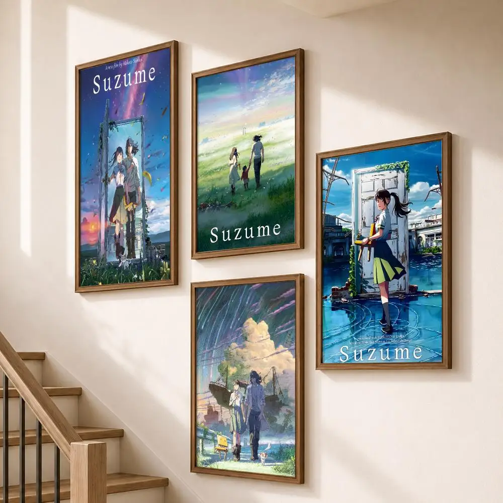Anime Suzume Makoto Shinkai Fantasy Poster HD Self Adhesive Wall Decor for Bedroom Dorm Room Office Gaming Room Gift