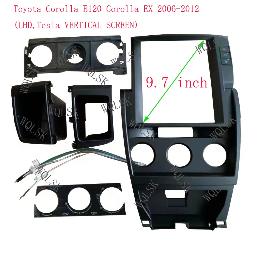 2 Din Car Frame Fascia Tesla Style Android Radio Audio Dash Fitting Panel Kit 9.7 inch Toyota Corolla E120 Corolla EX 2006-2012