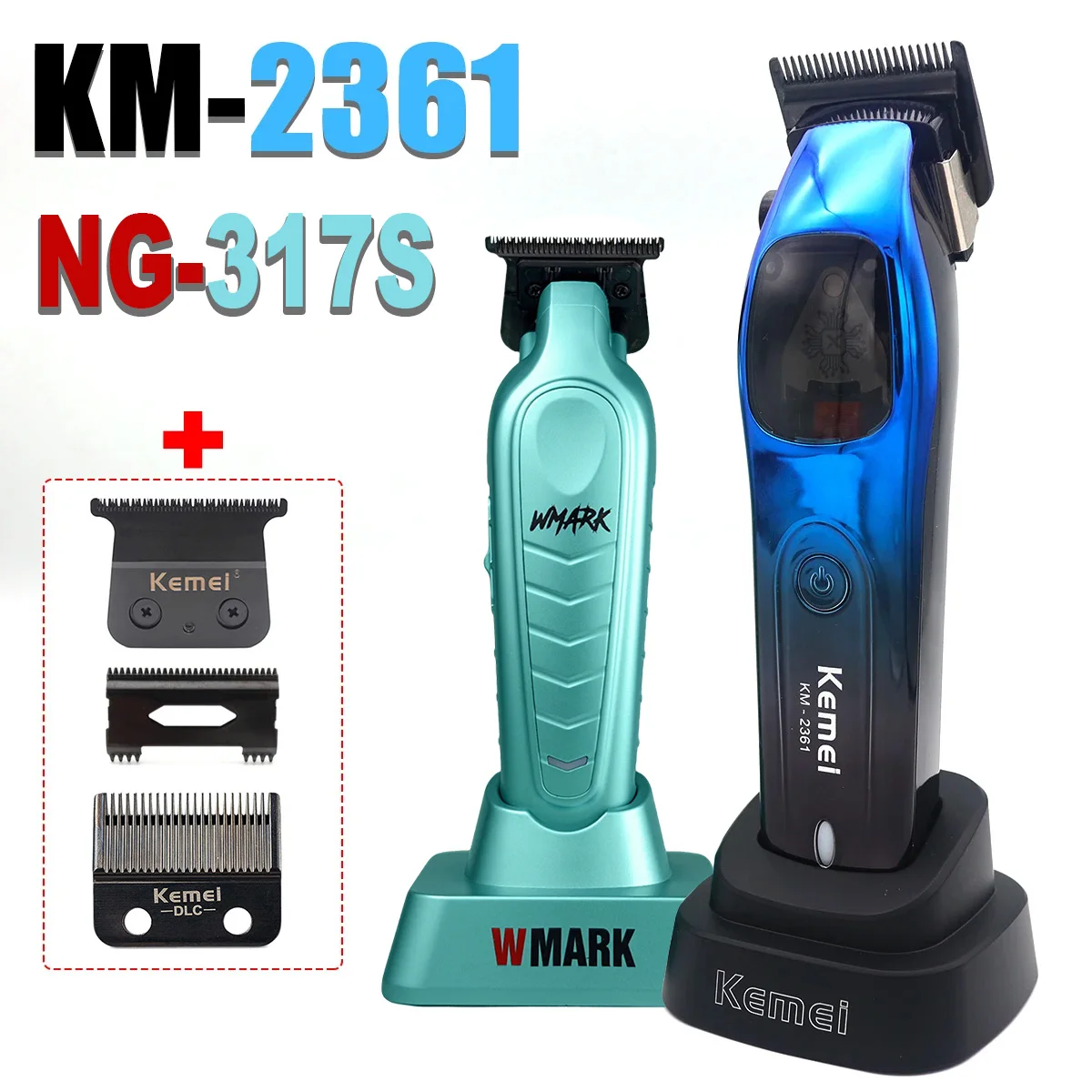 Hair Clippers Men Professional Kit Magnetic Motor DLC Blade with Base Charger Hair Cutting Finishing Machine KM-2361 NG-317