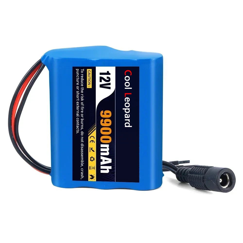 12V 9900mah portable rechargeable 18650 lithium-ion battery pack, suitable for CCTV camera monitor,Complimentary charger